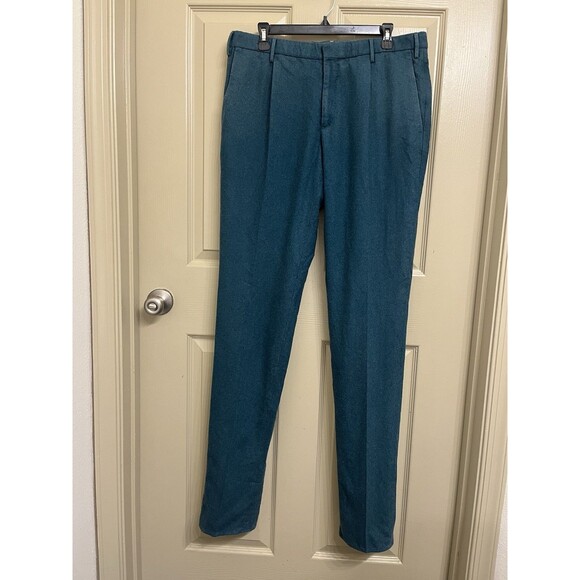 NWT Incotex Slowear Men's 52 US 33 Slim Fit Pattern 30 Wool Trousers Teal - Picture 9 of 13